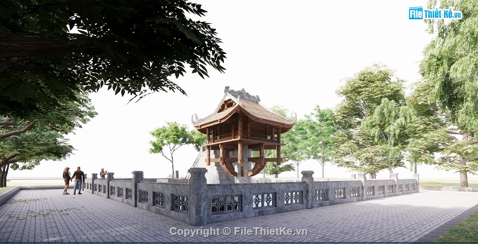 chùa một cột Revit,Model chùa một cột,Revit chùa một cột,File revit chùa một cột